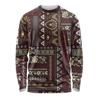 Persian Patchwork Pattern Long Sleeve Shirt Unique Brown - Wonder Print Shop