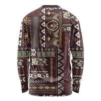 Persian Patchwork Pattern Long Sleeve Shirt Unique Brown - Wonder Print Shop