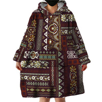 Persian Patchwork Pattern Wearable Blanket Hoodie Unique Brown - Wonder Print Shop