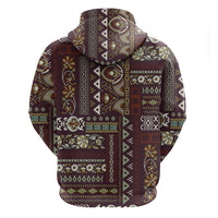 Persian Patchwork Pattern Zip Hoodie Unique Brown - Wonder Print Shop