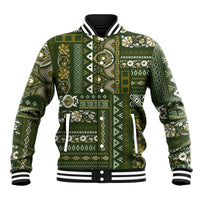 Persian Patchwork Pattern Baseball Jacket Unique Green - Wonder Print Shop