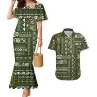 Persian Patchwork Pattern Couples Matching Mermaid Dress and Hawaiian Shirt Unique Green - Wonder Print Shop