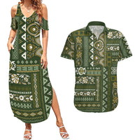 Persian Patchwork Pattern Couples Matching Summer Maxi Dress and Hawaiian Shirt Unique Green - Wonder Print Shop