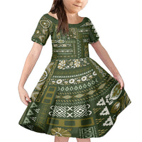 Persian Patchwork Pattern Family Matching Mermaid Dress and Hawaiian Shirt Unique Green - Wonder Print Shop