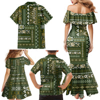 Persian Patchwork Pattern Family Matching Mermaid Dress and Hawaiian Shirt Unique Green - Wonder Print Shop