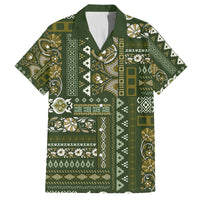 Persian Patchwork Pattern Family Matching Off Shoulder Long Sleeve Dress and Hawaiian Shirt Unique Green - Wonder Print Shop