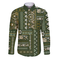 Persian Patchwork Pattern Family Matching Off Shoulder Long Sleeve Dress and Hawaiian Shirt Unique Green - Wonder Print Shop