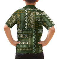 Persian Patchwork Pattern Family Matching Puletasi and Hawaiian Shirt Unique Green - Wonder Print Shop