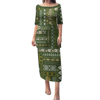 Persian Patchwork Pattern Family Matching Puletasi and Hawaiian Shirt Unique Green - Wonder Print Shop