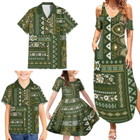 Persian Patchwork Pattern Family Matching Summer Maxi Dress and Hawaiian Shirt Unique Green - Wonder Print Shop