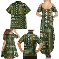 Persian Patchwork Pattern Family Matching Summer Maxi Dress and Hawaiian Shirt Unique Green - Wonder Print Shop
