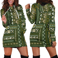 Persian Patchwork Pattern Hoodie Dress Unique Green - Wonder Print Shop
