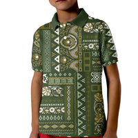 Persian Patchwork Pattern Kid Polo Shirt Unique Green - Wonder Print Shop