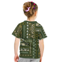 Persian Patchwork Pattern Kid T Shirt Unique Green - Wonder Print Shop
