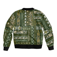 Persian Patchwork Pattern Sleeve Zip Bomber Jacket Unique Green - Wonder Print Shop