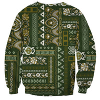 Persian Patchwork Pattern Sweatshirt Unique Green - Wonder Print Shop
