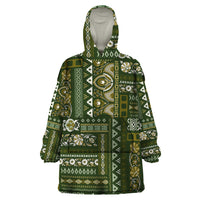Persian Patchwork Pattern Wearable Blanket Hoodie Unique Green - Wonder Print Shop