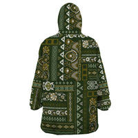 Persian Patchwork Pattern Wearable Blanket Hoodie Unique Green - Wonder Print Shop