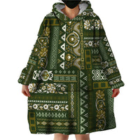Persian Patchwork Pattern Wearable Blanket Hoodie Unique Green - Wonder Print Shop