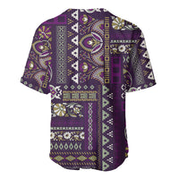 Persian Patchwork Pattern Baseball Jersey Unique Purple - Wonder Print Shop