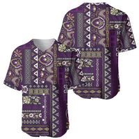 Persian Patchwork Pattern Baseball Jersey Unique Purple - Wonder Print Shop