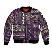 Persian Patchwork Pattern Bomber Jacket Unique Purple - Wonder Print Shop