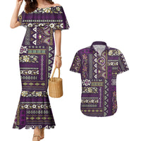 Persian Patchwork Pattern Couples Matching Mermaid Dress and Hawaiian Shirt Unique Purple - Wonder Print Shop