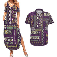 Persian Patchwork Pattern Couples Matching Summer Maxi Dress and Hawaiian Shirt Unique Purple - Wonder Print Shop