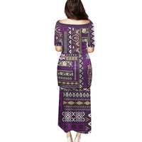 Persian Patchwork Pattern Family Matching Puletasi and Hawaiian Shirt Unique Purple - Wonder Print Shop