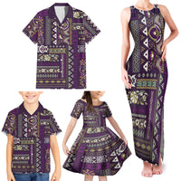 Persian Patchwork Pattern Family Matching Tank Maxi Dress and Hawaiian Shirt Unique Purple - Wonder Print Shop