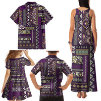 Persian Patchwork Pattern Family Matching Tank Maxi Dress and Hawaiian Shirt Unique Purple - Wonder Print Shop