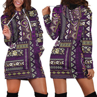 Persian Patchwork Pattern Hoodie Dress Unique Purple - Wonder Print Shop