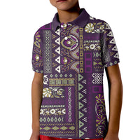 Persian Patchwork Pattern Kid Polo Shirt Unique Purple - Wonder Print Shop