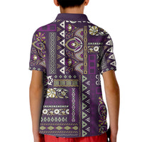 Persian Patchwork Pattern Kid Polo Shirt Unique Purple - Wonder Print Shop