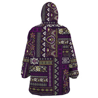 Persian Patchwork Pattern Wearable Blanket Hoodie Unique Purple - Wonder Print Shop