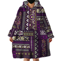 Persian Patchwork Pattern Wearable Blanket Hoodie Unique Purple - Wonder Print Shop