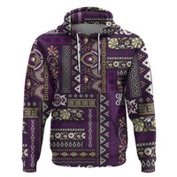 Persian Patchwork Pattern Zip Hoodie Unique Purple - Wonder Print Shop