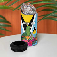 Personalized Saint Lucia Independence Day 4 in 1 Can Cooler Tumbler Tropical Amazona Versicolor