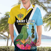 Personalized Saint Lucia Independence Day Hawaiian Shirt Tropical Amazona Versicolor