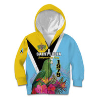 Personalized Saint Lucia Independence Day Kid Hoodie Tropical Amazona Versicolor