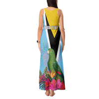 Personalized Saint Lucia Independence Day Tank Maxi Dress Tropical Amazona Versicolor - Wonder Print Shop