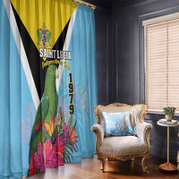 Saint Lucia Independence Day Window Curtain Tropical Amazona Versicolor - Wonder Print Shop