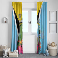 Saint Lucia Independence Day Window Curtain Tropical Amazona Versicolor - Wonder Print Shop