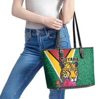Guyana Leather Tote Bag Jaguar Tropical Flowers