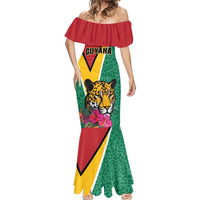 Personalized Guyana Mermaid Dress Jaguar Tropical Flowers
