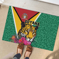 Guyana Rubber Doormat Jaguar Tropical Flowers - Wonder Print Shop