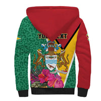 Personalized Guyana Sherpa Hoodie Jaguar Tropical Flowers - Wonder Print Shop