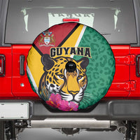 Guyana Spare Tire Cover Jaguar Tropical Flowers - Wonder Print Shop