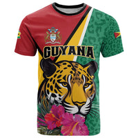Personalized Guyana T Shirt Jaguar Tropical Flowers - Wonder Print Shop