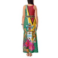 Personalized Guyana Tank Maxi Dress Jaguar Tropical Flowers - Wonder Print Shop